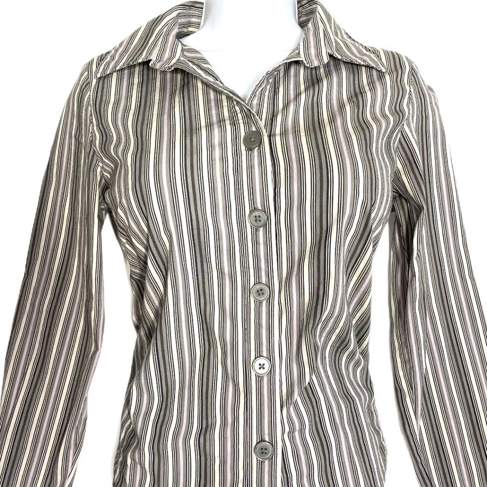 Old Navy Purple Grey and White Vertically Striped